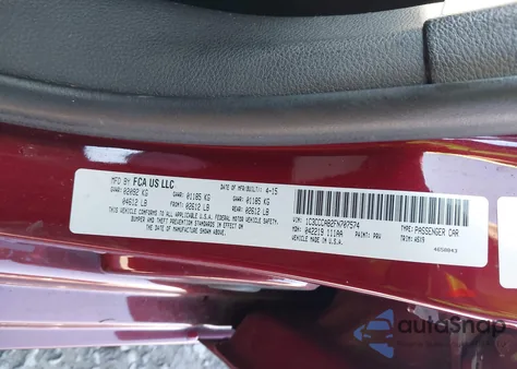 2015 Chrysler 200 Limited z USA, uszkodzony, nr VIN 1C3CCCAB2FN707574